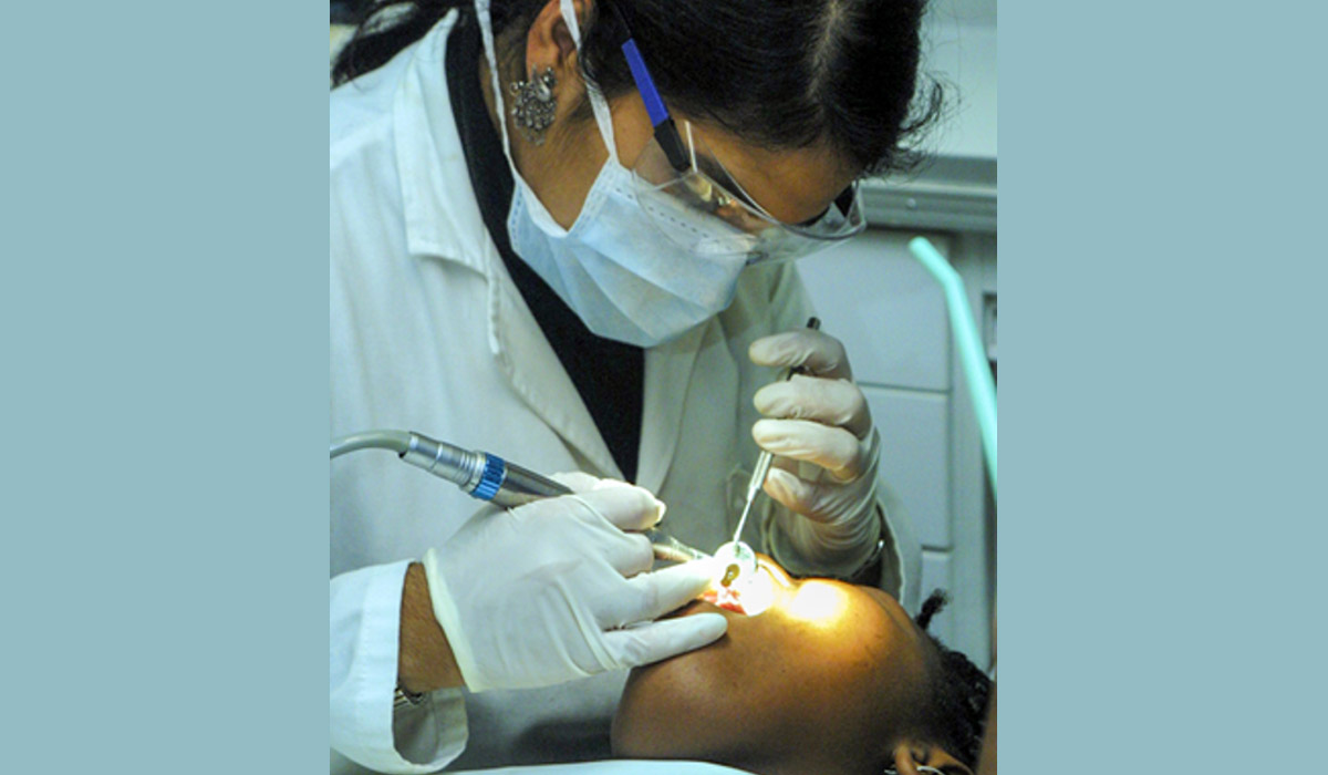 dentist doing treatment of dental abscesses